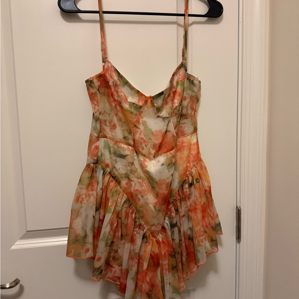 Floral Orange and Green Dress